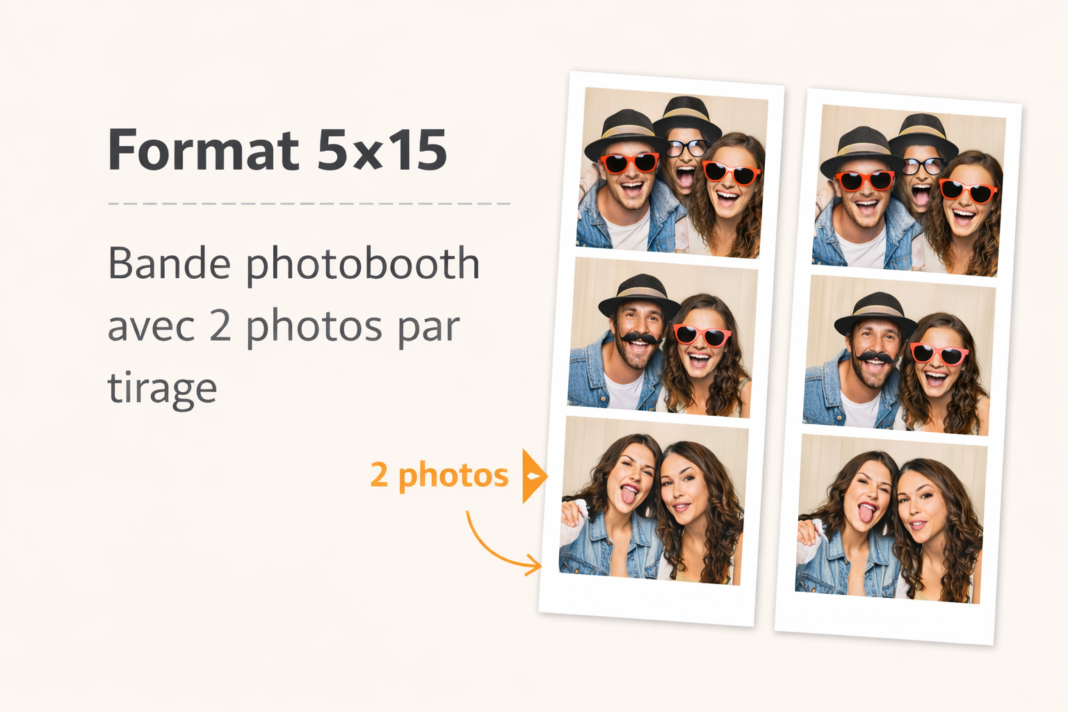Format 5x15 photobooth – 2 photos par bande